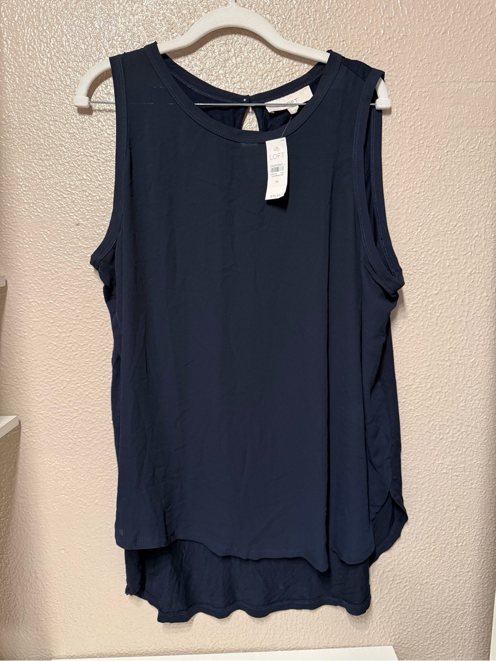 LOFT Navy Layered Sleeveless Shell Top